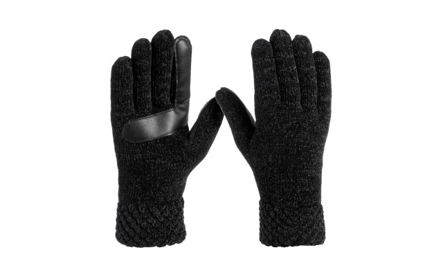  Signature Women’s Chenille Cable-Knit Gloves – Black