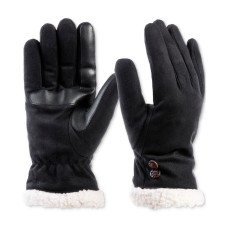 Isotoner Signature Women’s Microsuede Water-Repellent Gloves – Black, Small/Medium