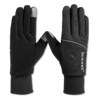 Isotoner Signature Women’s Sport Jersey Reflective Water-Repellent Gloves – Black, Large/X-Large