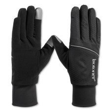 Isotoner Signature Women’s Sport Jersey Reflective Water-Repellent Gloves – Black, Large/X-Large