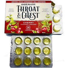 Jakemans Cherry Throat & Chest 24 Lozenges Box