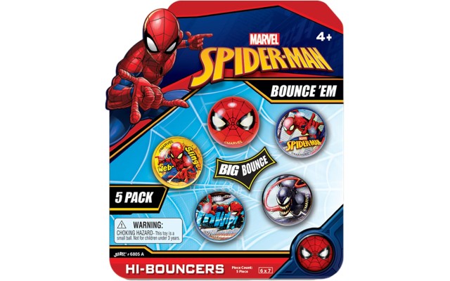 JA-RU Marvel Spiderman Bouncy Superballs Super Hi Bounce 1.2″ (1 Pack of 5 Balls) Fidget Balls Small Toys for Kids Prize Premium Giveaways Gift Birthday Supplies A-6805-1