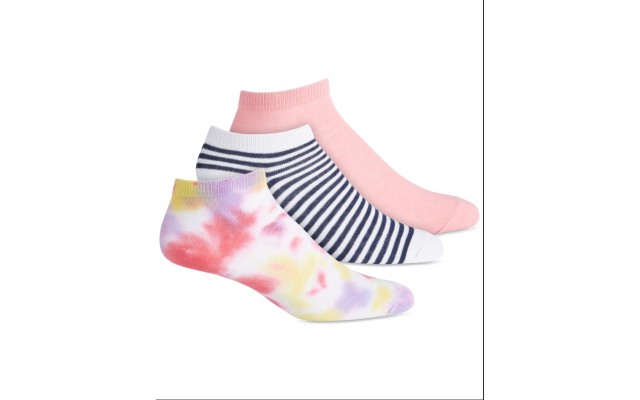 Jenni 3-pk. Tie-dyed Striped Socks Multipink Osfm