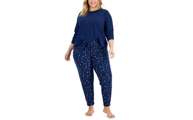  Womens Plus Size Waffle Pajama Set