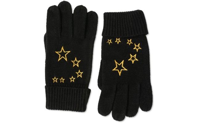  Embroidered Gloves, Black,  One Size