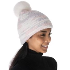 Jenni Fuzzy Jacquard Pom Pom Beanie Blush Grey One Size