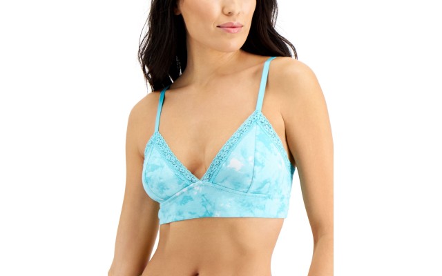  On Repeat Wide Lace Bralettes, Blue, Medium