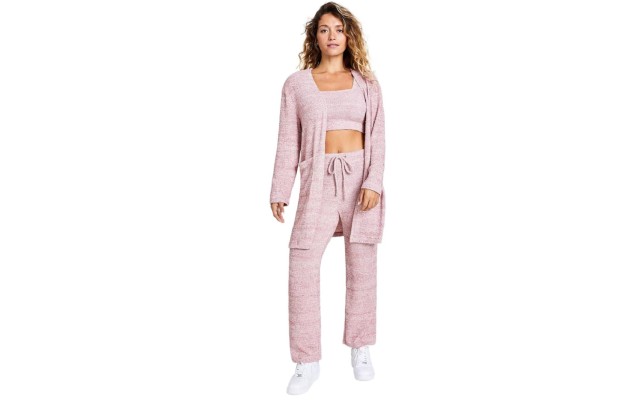  Style Not Size Fuzzy Knit Cardigan, Rose, Medium