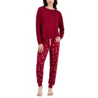 Jenni Women’s 2-Pc. Long-Sleeve Packaged Pajamas Set, Wine, Small