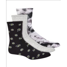 Jenni Women’s 3pk Daisy & Tie-Dyed Crew Socks