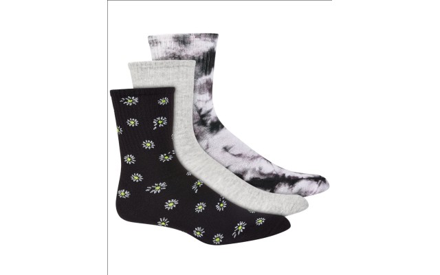  Women’s 3pk Daisy & Tie-Dyed Crew Socks