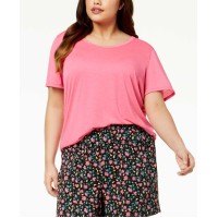 Jenni Women’s by Jennifer Moore Plus Size Solid Pajama T-Shirts, Pink, 2X