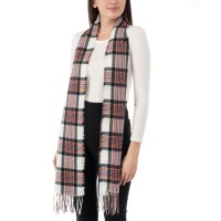 Jenni Women’s Classic Plaid Scarf, Ivory