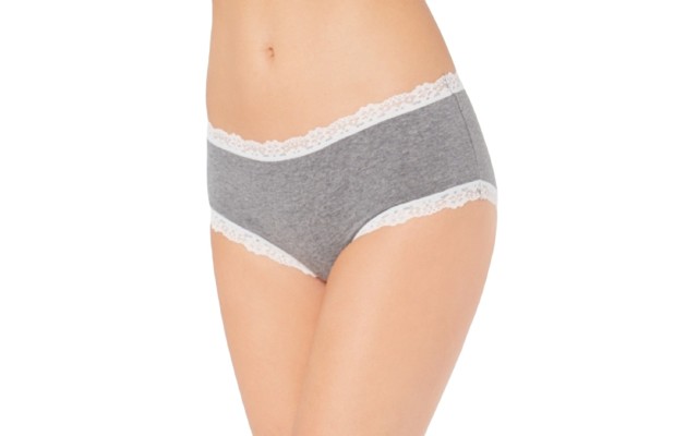  Women’s Lace Trim Hipster Underwear, Gray, XXXL
