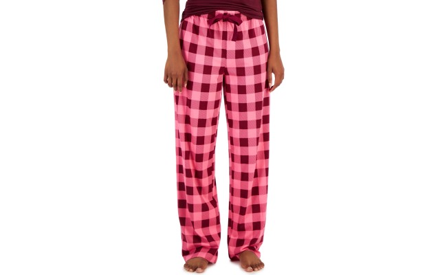  Women’s Printed Wide-Leg Pajama Pants, Pink, Large