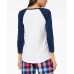  Womens Raglan-Sleeve Graphic Pajama Tops, White/Navy, Medium
