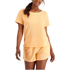 Jenni Womens Terry Cloth Crewneck Top, Juice Melon, XS