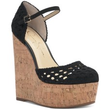 Jessica Simpson Marshela Ankle-Strap Platform Wedge Sandals, Black, 9.5M