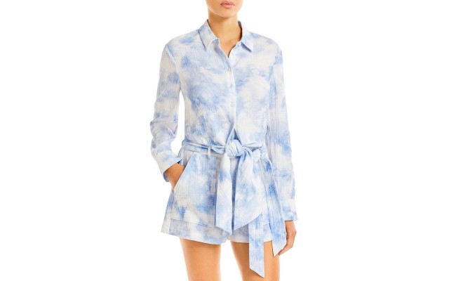  Anabella Tie Dye Cover-Up Top, Large, Blue