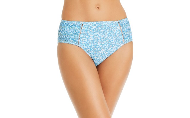  Women’s Clara Smocked Bikini Bottoms, Blue, Medium