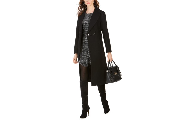  Belted Maxi Coat, Black, 14