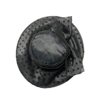 Josette Dotted Organza Wide Brim Sheer Hat, Black