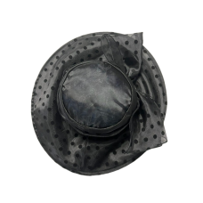 Josette Dotted Organza Wide Brim Sheer Hat, Black