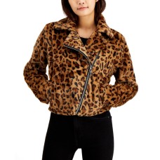 Jou Jou Juniors' Faux-Fur Leopard-Print Moto Jacket