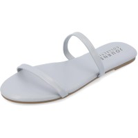 Journee Collection Womens Adyrae Faux Leather Slip On Slide Sandals, Blue, 11M