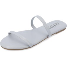 Journee Collection Womens Adyrae Faux Leather Slip On Slide Sandals, Blue, 11M