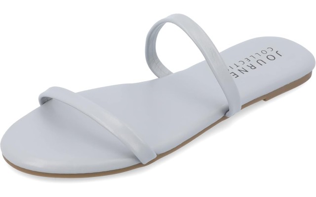  Womens Adyrae Faux Leather Slip On Slide Sandals, Blue, 11M