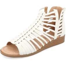 Journee Collection Women’s Delilah Gladiator Sandals, White, 9M