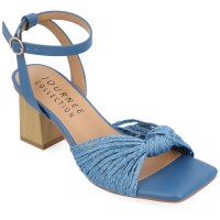 Journee Collection Womens Galinda Tru Comfort Foam Low Block Heel Sandals, Blue, 6.5M