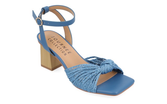  Womens Galinda Tru Comfort Foam Low Block Heel Sandals, Blue, 6.5M