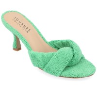 Journee Collection Womens Mannon Soft Terry Cloth Slip On Open Toe Pumps, Green, 8.5