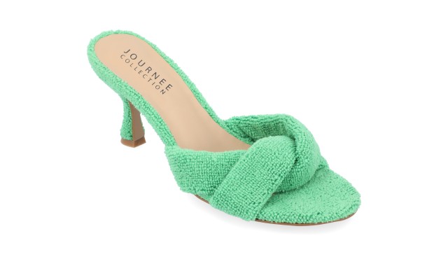  Womens Mannon Soft Terry Cloth Slip On Open Toe Pumps, Green, 8.5
