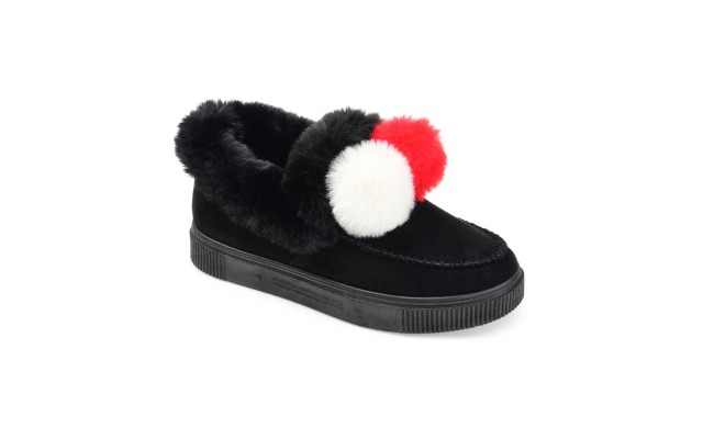  Womens Sunset Faux Fur Lined Flats, Black, 9M