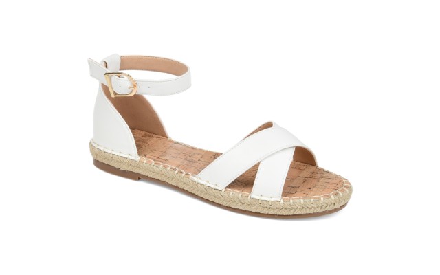 Journee Womens Lyddia Espadrille Flat Sandals, White,6W