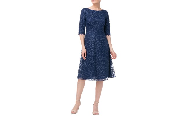 Womens Sophia Embroidered Midi Dress, Blue/10
