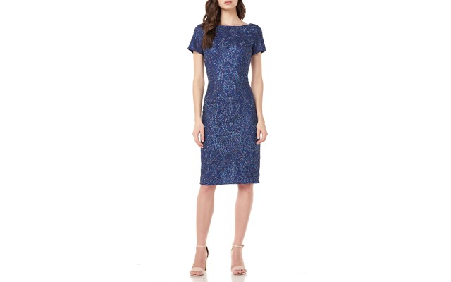  Women’s Floral Embroidered Cocktail Dress ,Navy, 10