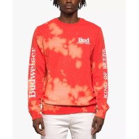 Junk Food Men’s King of Beers Long Sleeve Crew Neck Fleece Sweater, Red, XX-Large