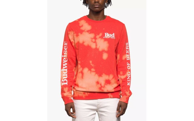  Men’s King of Beers Long Sleeve Crew Neck Fleece Sweater, Red, XX-Large