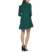  Women’s Collared Tiered Shift Dress, Green, 14