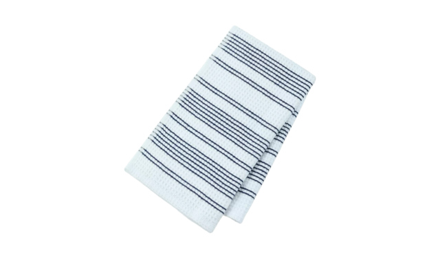  Waffle Hand Towel Beddings, White/Navy, 16x28