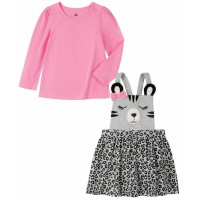 Kids Headquarters 2 Piece Long Sleeve T-shirt with Bear Face Animal Print Jumper Set