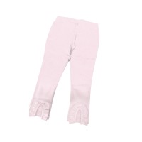 Kidsy Toddler Baby Girls Frilled Pants – Peruvian Pima Cotton, Elastic Waist, Pull-On, Solid Colors, Tickled Pink, 2