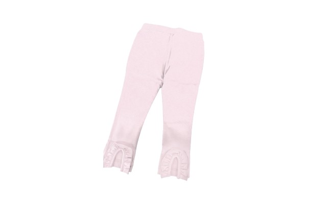 Toddler Baby Girls Frilled Pants – Peruvian Pima Cotton, Elastic Waist, Pull-On, Solid Colors, Tickled Pink, 2