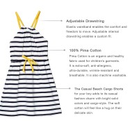 Kidsy Toddler Baby Girls Striped Peruvian Cotton Dress – Strappy, Long Skirt, Navy Stripe, 5