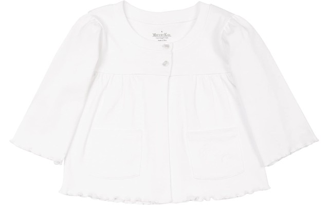  Toddler Girls Fashion Cardigan – Round Neck, Button Down Closure, White, 4
