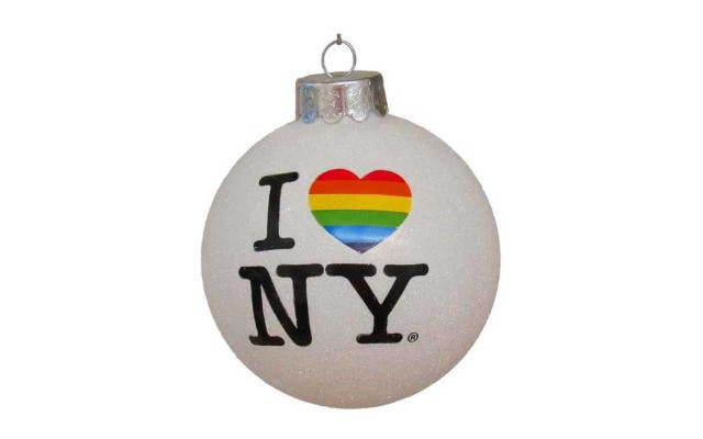  Glass “i Love Ny” Pride Ball Ornament (Silver, 3.15″)